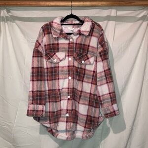 Terra & Sky Plaid Button-Up Fleece Jacket